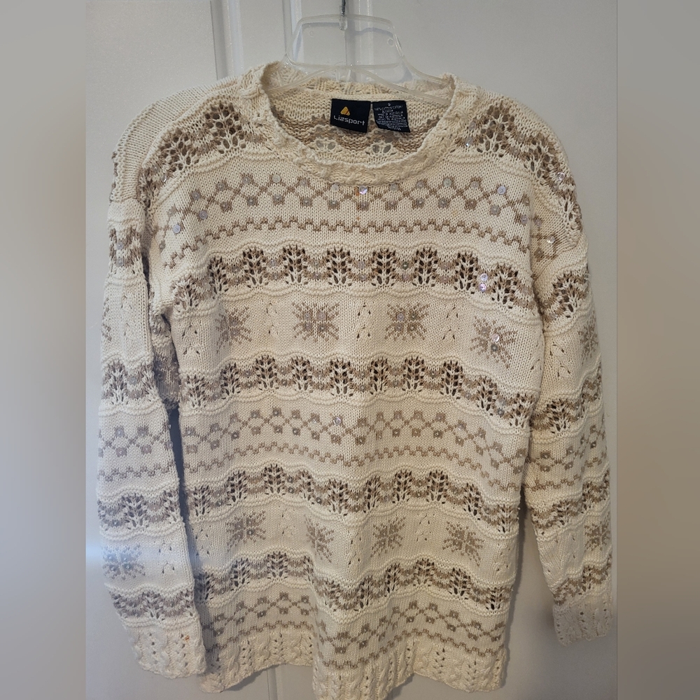 Vintage Lizsport Sparkle Sequin Sweater Size Small